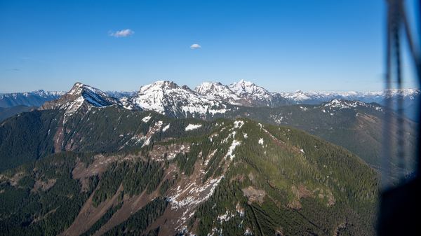 Snow-capped Cascades at sunset